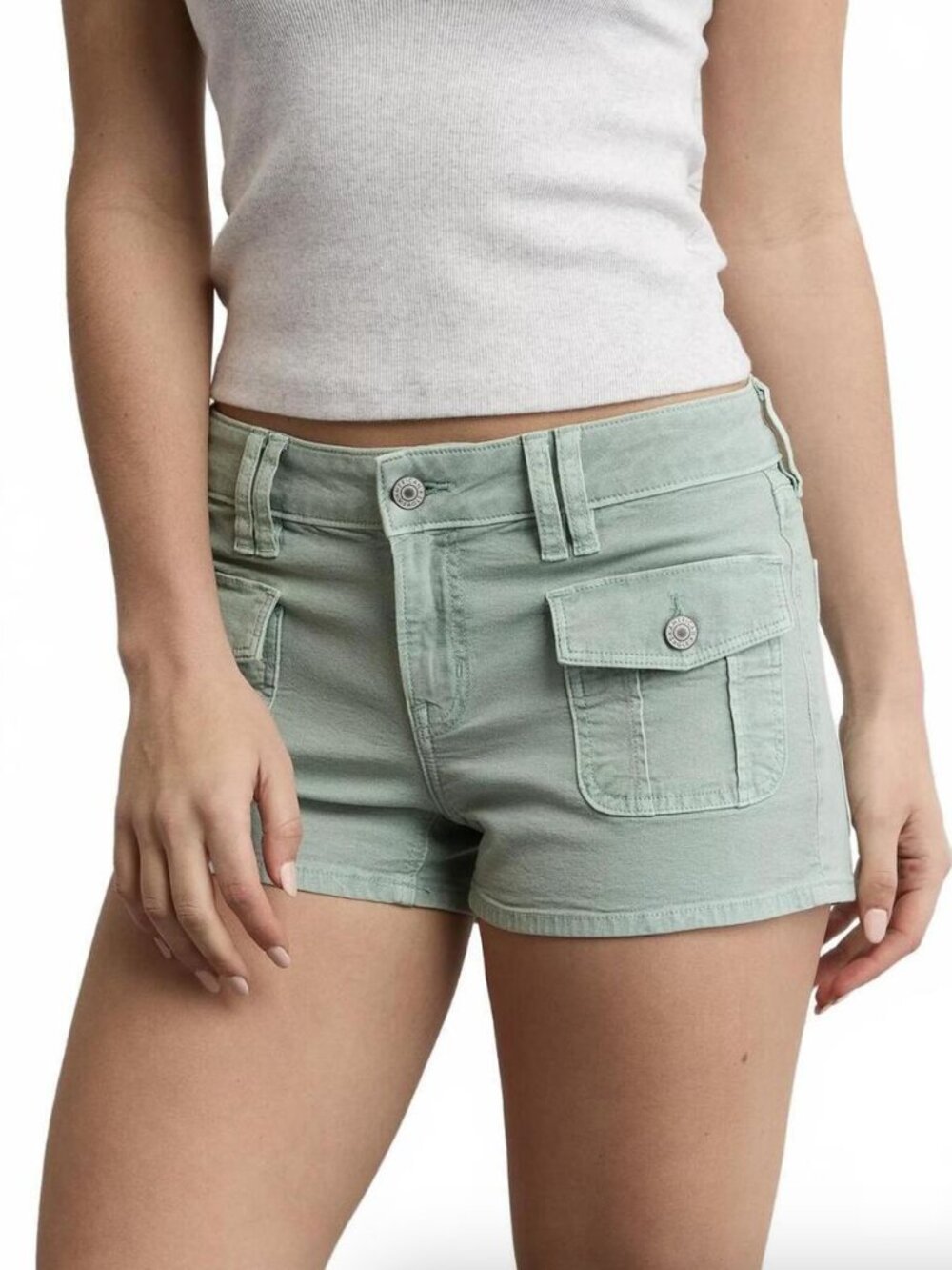 American Eagle Outfitters - AE Stretch Low-Rise Shortie in Seafoam Light Green
